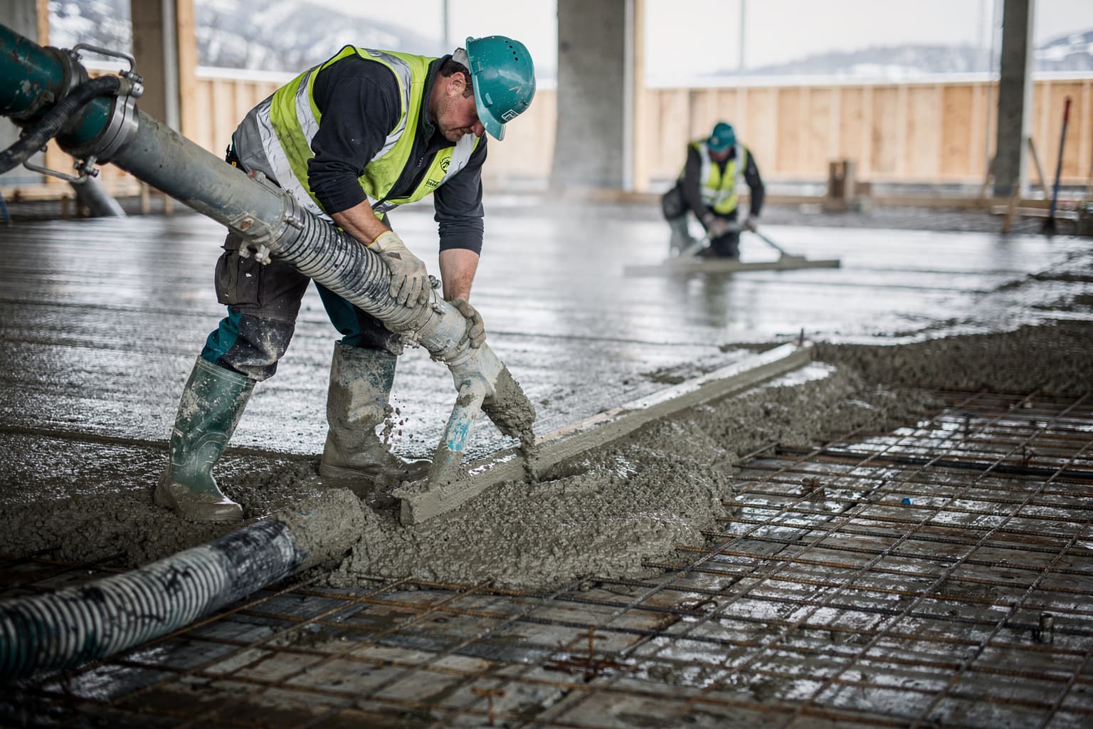 Betongarbeid på byggeplass